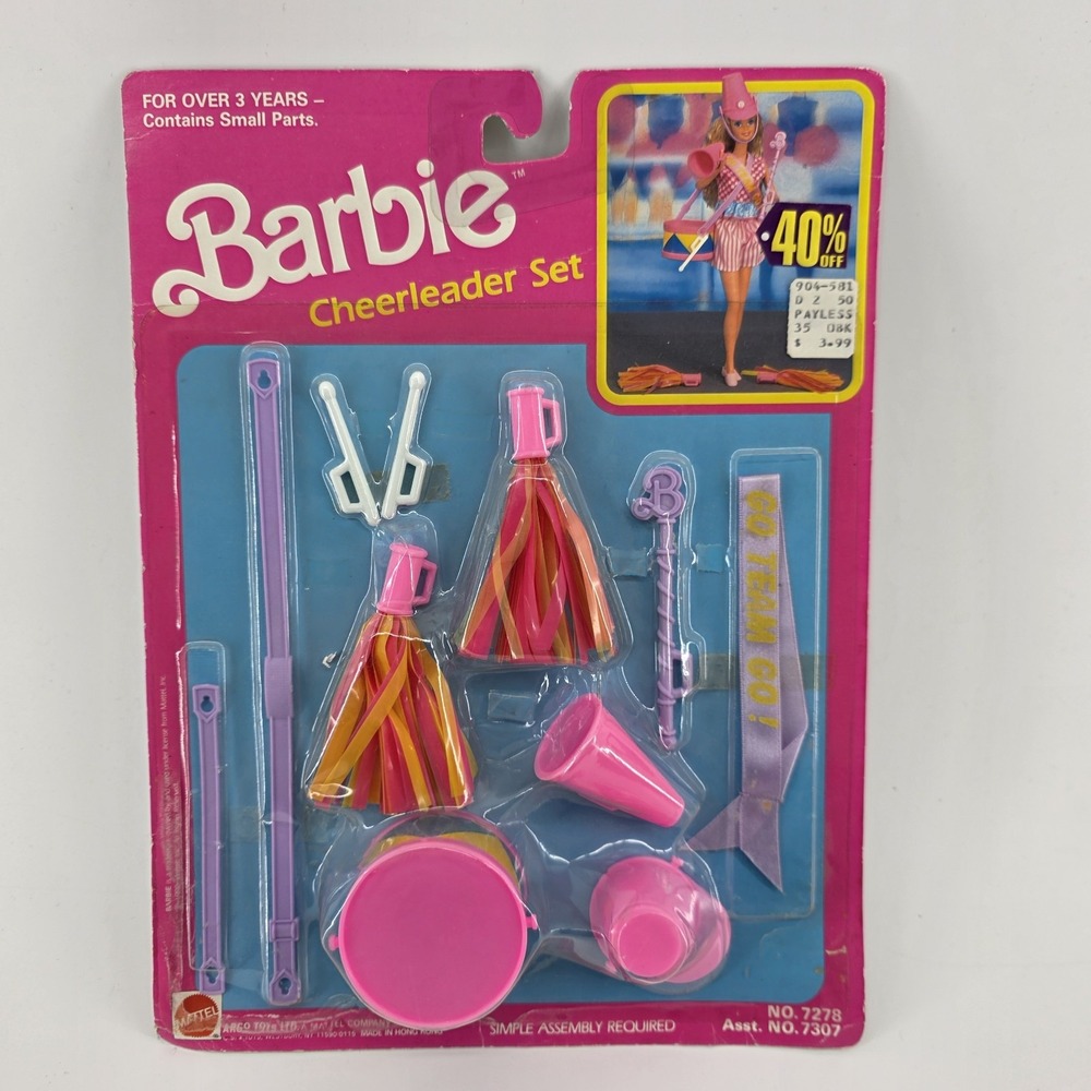 Vintage 1990 Mattel Barbie Cheerleader Set no.7278 Asst. no.7307 NIP ARCO‎ TOYS
